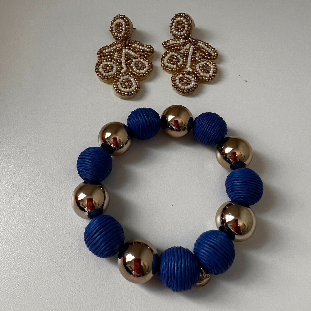 J Crew Beaded Stretch Bracelet & Earrings